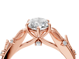 Rose gold Marquise Brilliant Solitaire with Leaf Motif Band and Four-Prong Setting_77