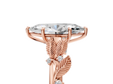 Rose gold Marquise Brilliant Solitaire with Leaf Motif Band and Four-Prong Setting_78