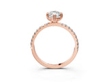 Rose gold Marquise Brilliant Solitaire with Pavé Band and Claw Prong Setting_10