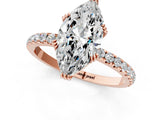 Rose gold Marquise Brilliant Solitaire with Pavé Band and Claw Prong Setting_8