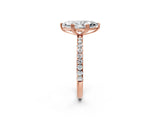 Rose gold Marquise Brilliant Solitaire with Pavé Band and Claw Prong Setting_9