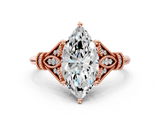 Rose gold Marquise Brilliant Solitaire with Pave Band and Four-Prong Setting_20