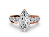 Rose gold Marquise Brilliant Solitaire with Side Stones on a Pave Band and Four-Prong Setting_24