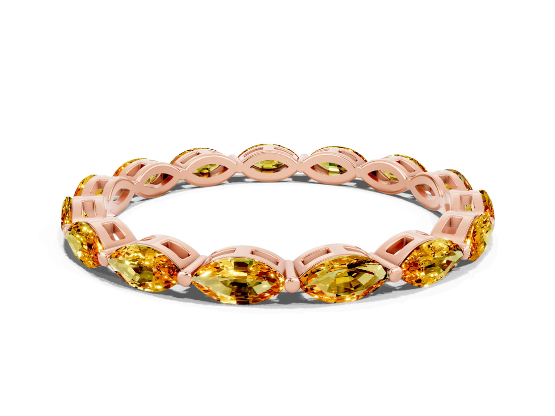 Rose gold Marquise Citrine Eternity Band with U-Prong Setting_12