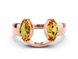 Rose gold Marquise Citrine Open Band Ring with Tension Setting_18