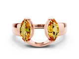 Rose gold Marquise Citrine Open Band Ring with Tension Setting_30
