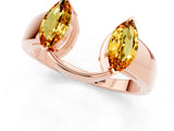 Rose gold Marquise Citrine Open Band Ring with Tension Setting_31