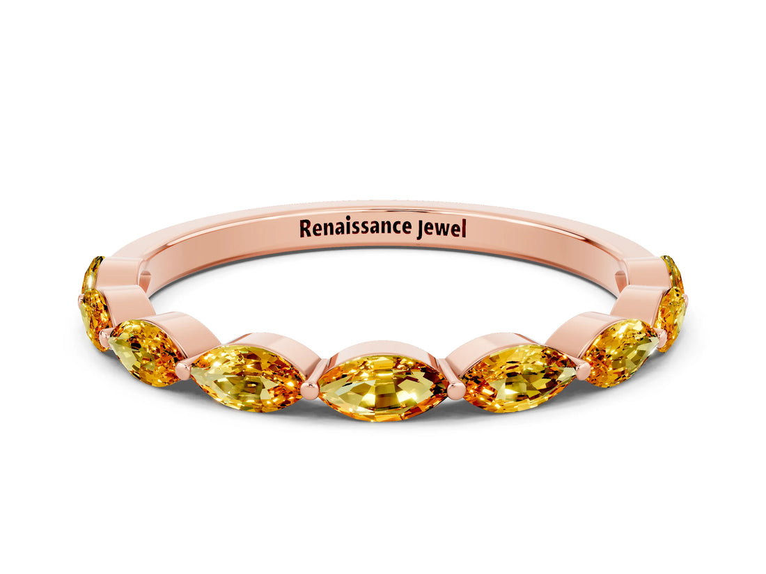Rose gold Marquise Citrine Prong Set Half-Eternity Band_6