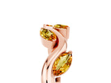Rose gold Marquise Citrine Twisted Band with Prong Setting_11