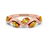 Rose gold Marquise Citrine Twisted Band with Prong Setting_6