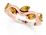 Rose gold Marquise Citrine Twisted Band with Prong Setting_7
