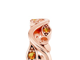 Rose gold Marquise Citrine Vine Eternity Band with Bezel Setting_11