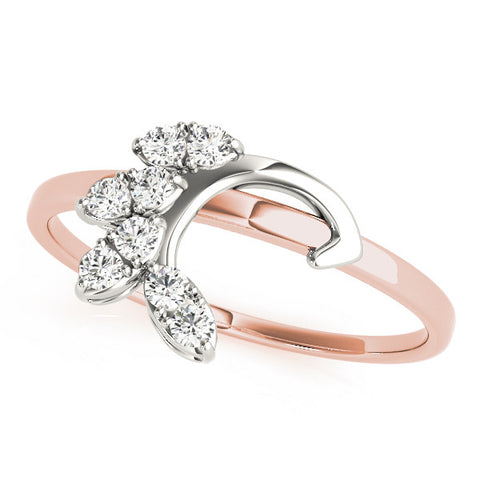 Rose gold Marquise Cluster Bypass Ring with Prong Setting