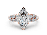 Rose gold Marquise Cluster Diamond Engagement Ring with Pavé Band and Four-Prong Setting_54