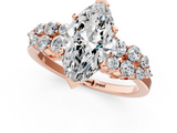 Rose gold Marquise Cluster Diamond Engagement Ring with Pavé Band and Four-Prong Setting_55