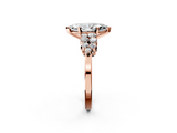 Rose gold Marquise Cluster Diamond Engagement Ring with Pavé Band and Four-Prong Setting_56