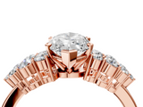 Rose gold Marquise Cluster Diamond Engagement Ring with Pavé Band and Four-Prong Setting_58
