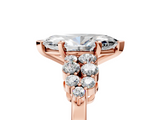 Rose gold Marquise Cluster Diamond Engagement Ring with Pavé Band and Four-Prong Setting_59