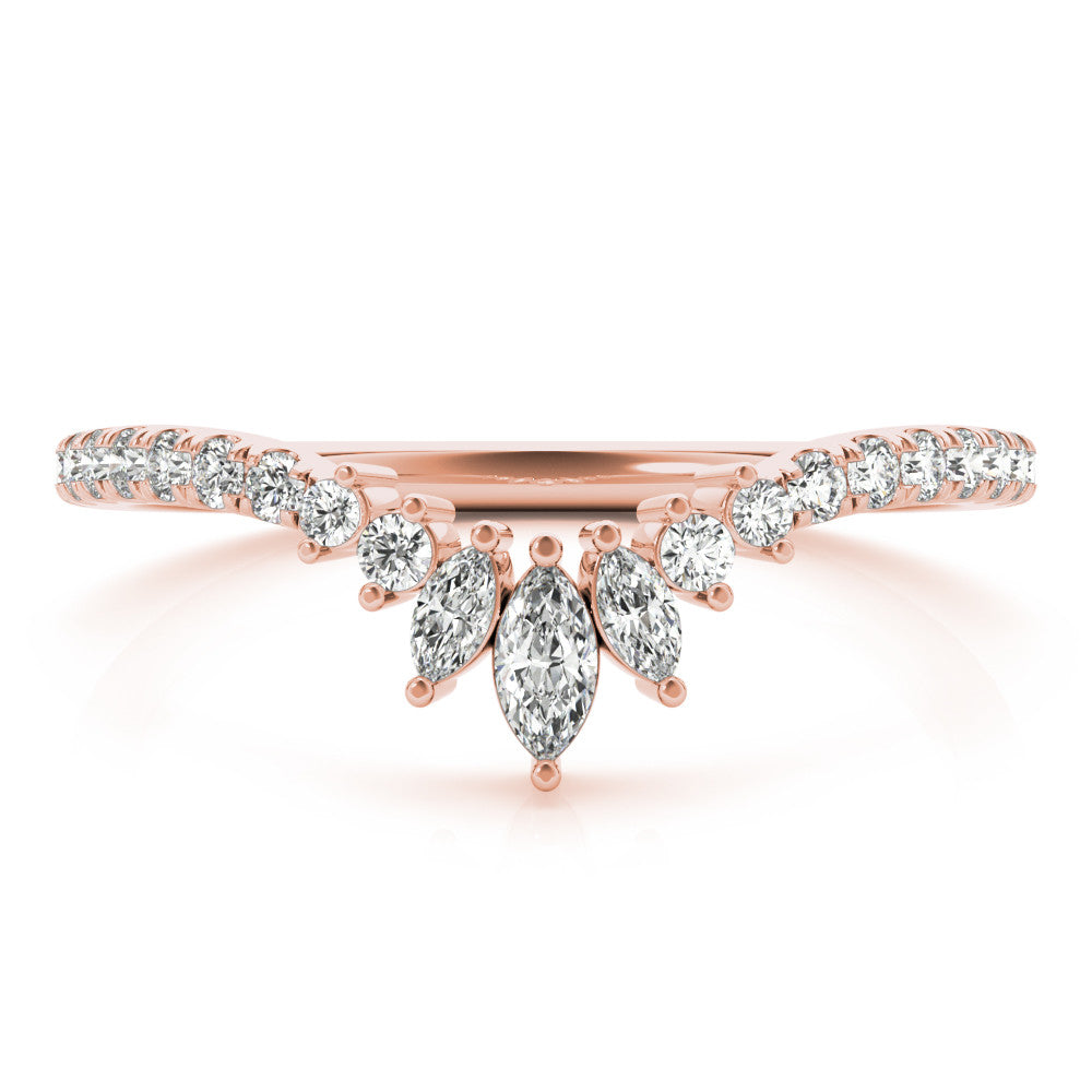 Rose gold Marquise Cluster Diamond Pavé Band with Prong Setting 1
