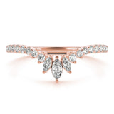 Rose gold Marquise Cluster Diamond Pavé Band with Prong Setting 1