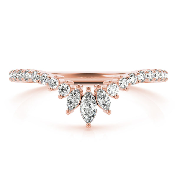 Rose gold Marquise Cluster Diamond Pavé Band with Prong Setting