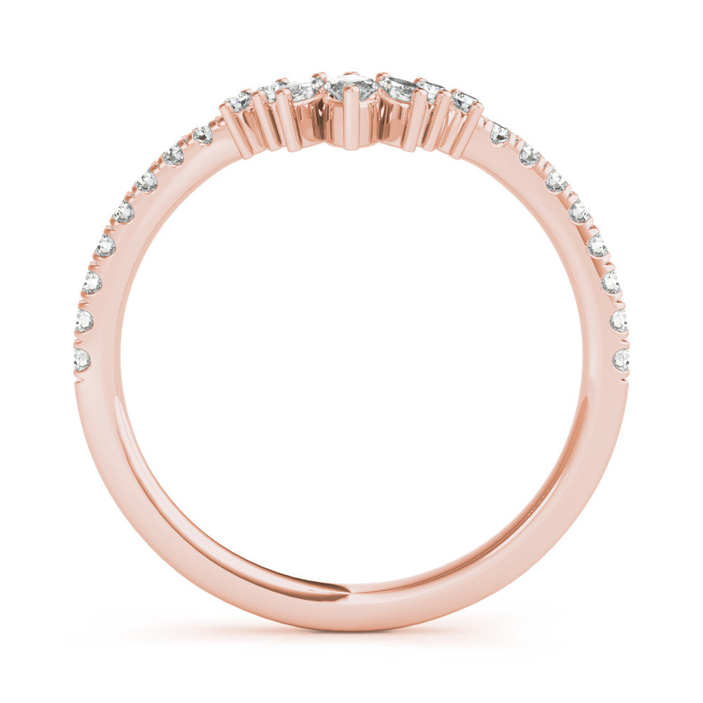 Rose gold Marquise Cluster Diamond Pavé Band with Prong Setting 2