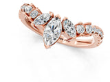 Rose gold Marquise Cluster Diamond Pavé Band with Prong Setting_4