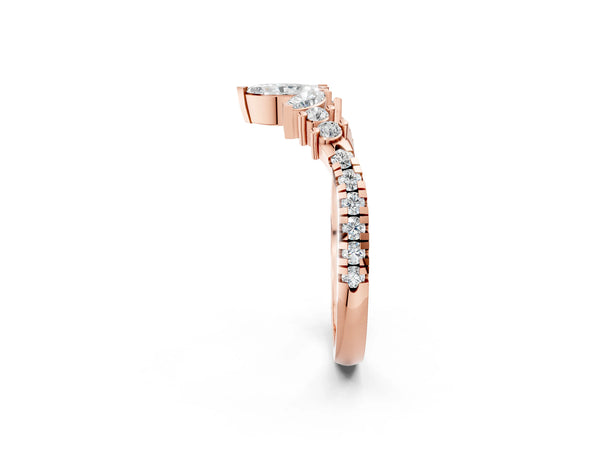 Rose gold Marquise Cluster Diamond Pavé Band with Prong Setting