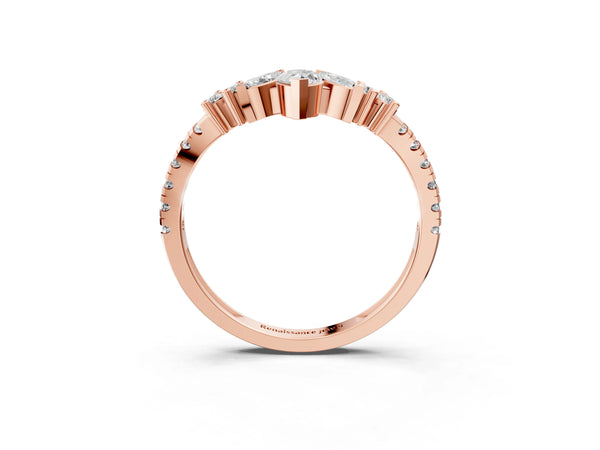 Rose gold Marquise Cluster Diamond Pavé Band with Prong Setting