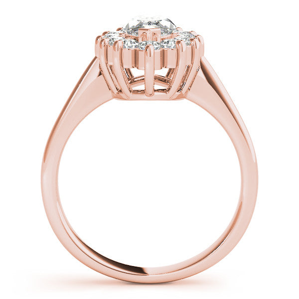 Rose gold Marquise Cluster Halo Diamond Ring with Solitaire Band and Prong Setting 2