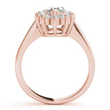 Rose gold Marquise Cluster Halo Diamond Ring with Solitaire Band and Prong Setting 2
