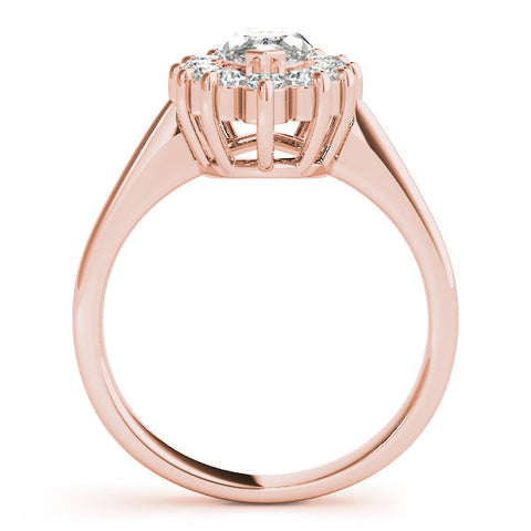 Rose gold Marquise Cluster Halo Diamond Ring with Solitaire Band and Prong Setting 2