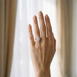 Rose gold Marquise Cluster Halo Diamond Ring with Solitaire Band and Prong Setting_6