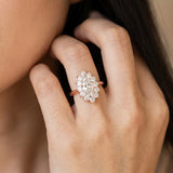 Rose gold Marquise Cluster Halo Diamond Ring with Solitaire Band and Prong Setting_8