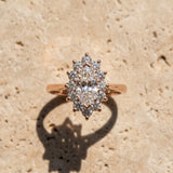 Rose gold Marquise Cluster Halo Diamond Ring with Solitaire Band and Prong Setting_9
