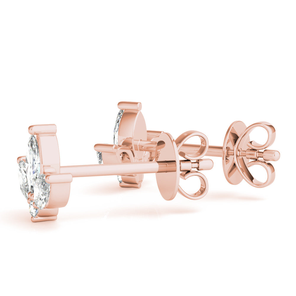 Rose gold Marquise Cluster Stud Earrings with Round Prong Setting 1