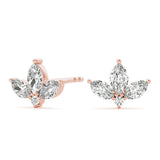 Rose gold Marquise Cluster Stud Earrings with Round Prong Setting 2