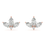 Rose gold Marquise Cluster Stud Earrings with Round Prong Setting