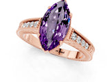 Rose gold Marquise Cut Amethyst Engagement Ring with Milgrain Channel Set Band and Prong Setting_1