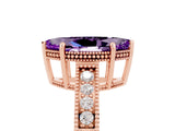 Rose gold Marquise Cut Amethyst Engagement Ring with Milgrain Channel Set Band and Prong Setting_5