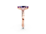 Rose gold Marquise Cut Amethyst Engagement Ring with Side Stone Accents and Four-Prong Setting_29