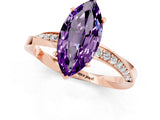 Rose gold Marquise Cut Amethyst Engagement Ring with Side Stone Accents and Four-Prong Setting_61