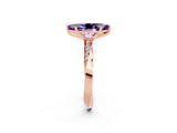 Rose gold Marquise Cut Amethyst Engagement Ring with Side Stone Accents and Four-Prong Setting_62