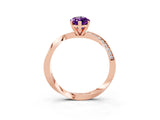 Rose gold Marquise Cut Amethyst Engagement Ring with Side Stone Accents and Four-Prong Setting_63