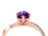Rose gold Marquise Cut Amethyst Engagement Ring with Side Stone Accents and Four-Prong Setting_64