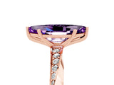 Rose gold Marquise Cut Amethyst Engagement Ring with Side Stone Accents and Four-Prong Setting_65