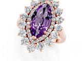 Rose gold Marquise Cut Amethyst Floral Double Halo Engagement Ring with Prong Setting_49