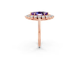 Rose gold Marquise Cut Amethyst Floral Double Halo Engagement Ring with Prong Setting_50