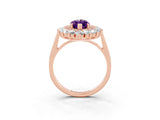 Rose gold Marquise Cut Amethyst Floral Double Halo Engagement Ring with Prong Setting_51