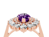 Rose gold Marquise Cut Amethyst Floral Double Halo Engagement Ring with Prong Setting_52